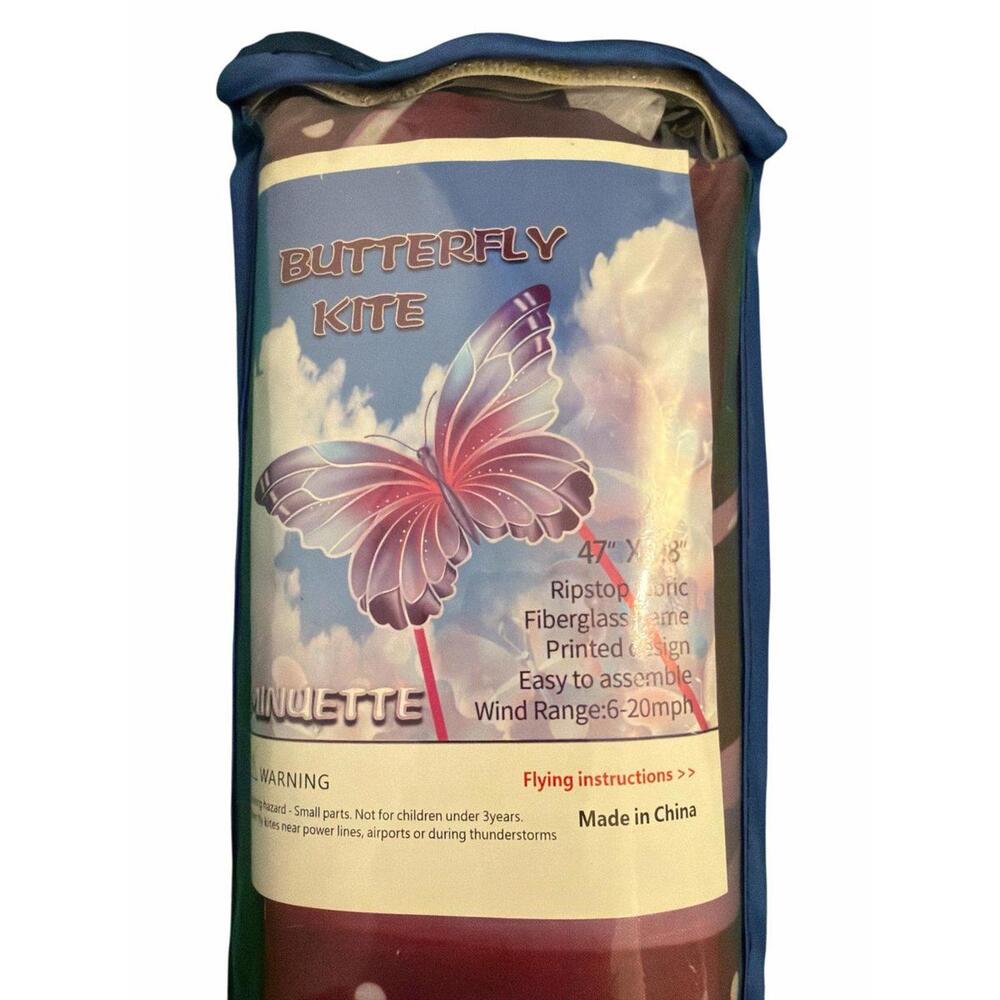 47-inch butterfly kite featuring a purple and pink design. 
Material: Constructe
